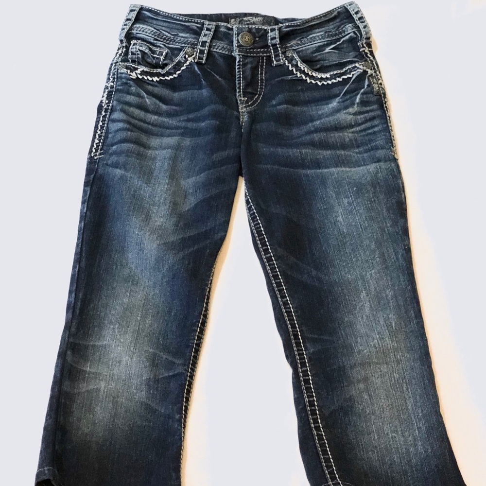 SILVER JEANS Suki Capri Jeans Dark altered W24/L19